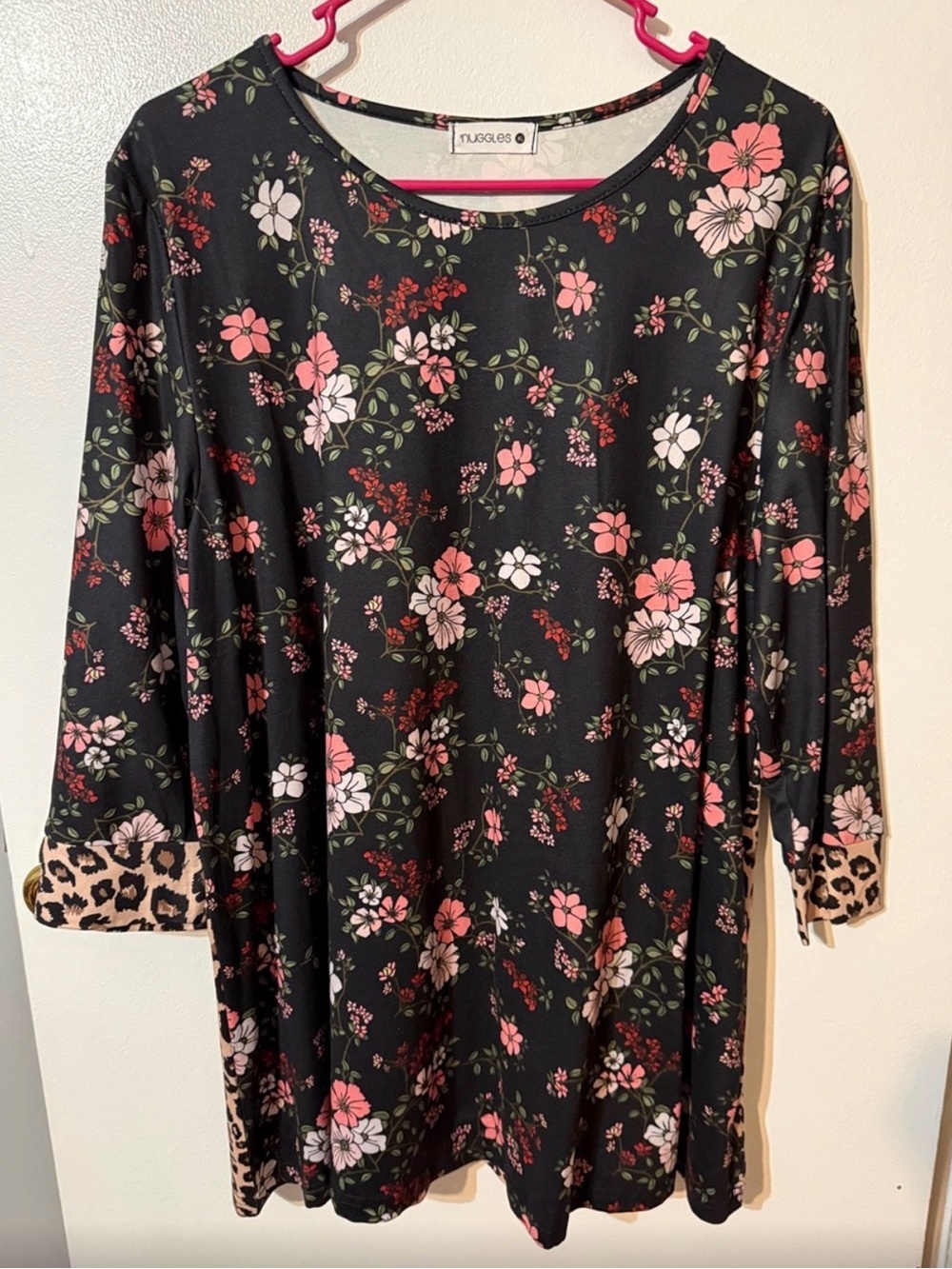 Black Floral Leopard Print Blouse - Nuggles